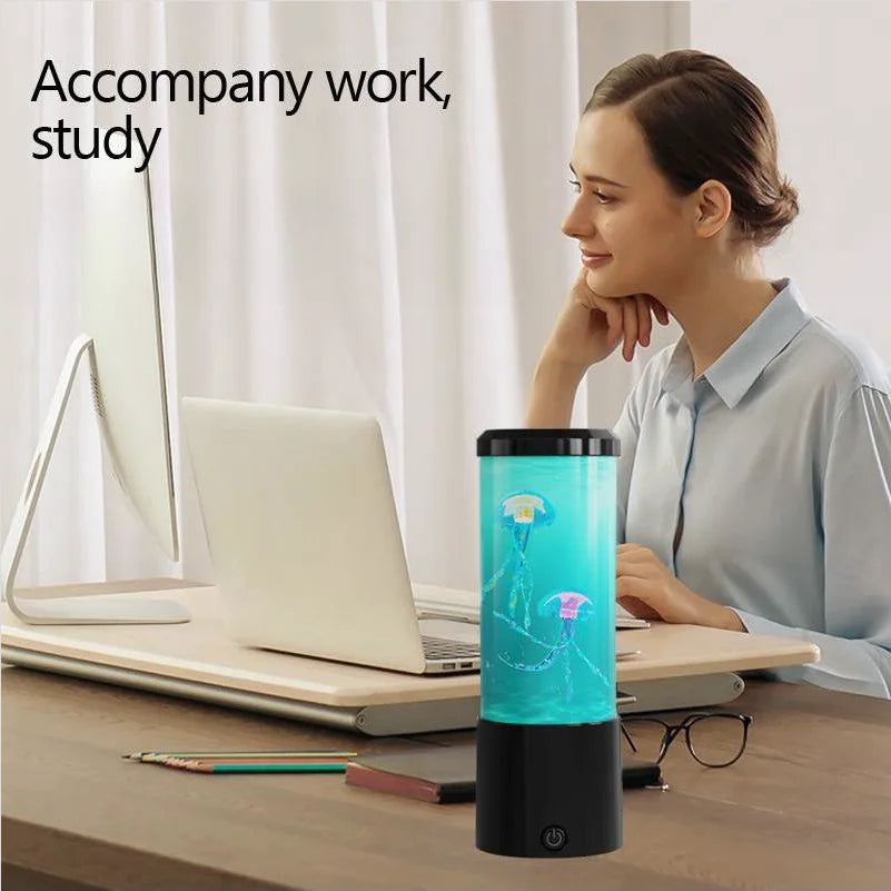 Ocean Night Light with Floating Jellyfish - Aquarium Mood Lamp for Bedroom, Calming Desktop Decor Gift Home Decoration - Buy online at  Vibe In Cart.