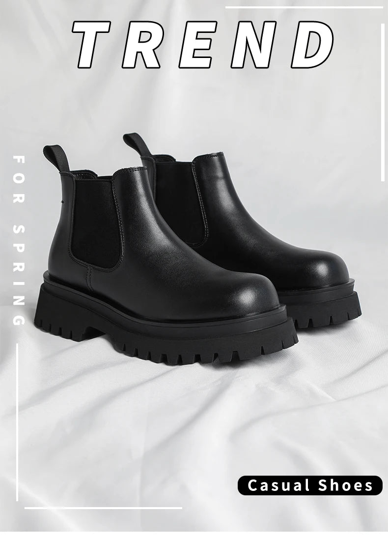 Men's Versatile Casual British Style Heightening Chelsea Boots, Paired with Trendy and Simple Ankle Boots for Outerwear. - Buy online at  Vibe In Cart.