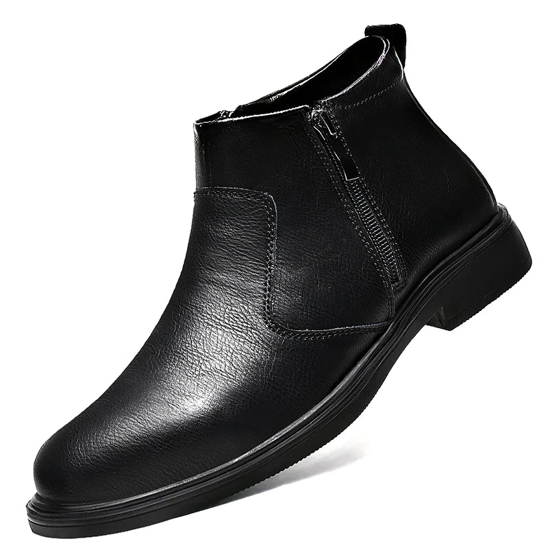 2024 Autumn and Winter New High-Top Leather Shoes Men's Zipper Leather Boots Men's Shoes Fashionable Versatile Business Casual Shoes Men's Formal Shoes Chelsea Boots - Buy online at  Vibe In Cart.