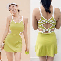 Women's Slim Fit Sleeveless Tennis Dress in Nylon Elastane with Chest Pads