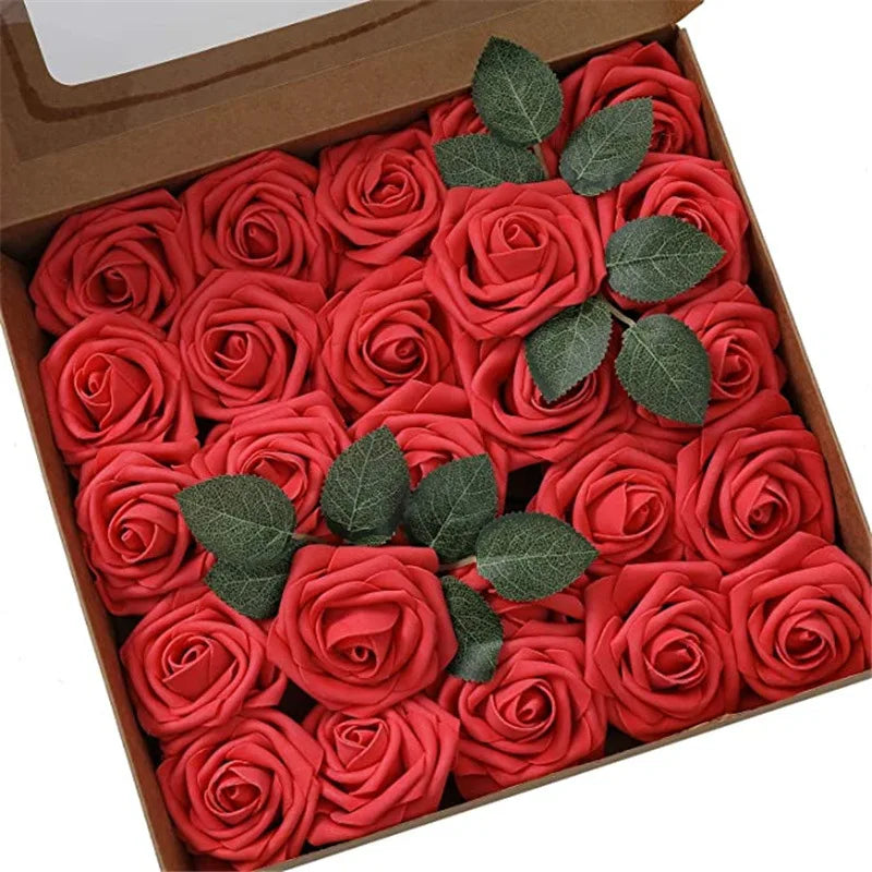 Artificial Foam Rose Flowers Bouquet Set, 10-100 Pieces