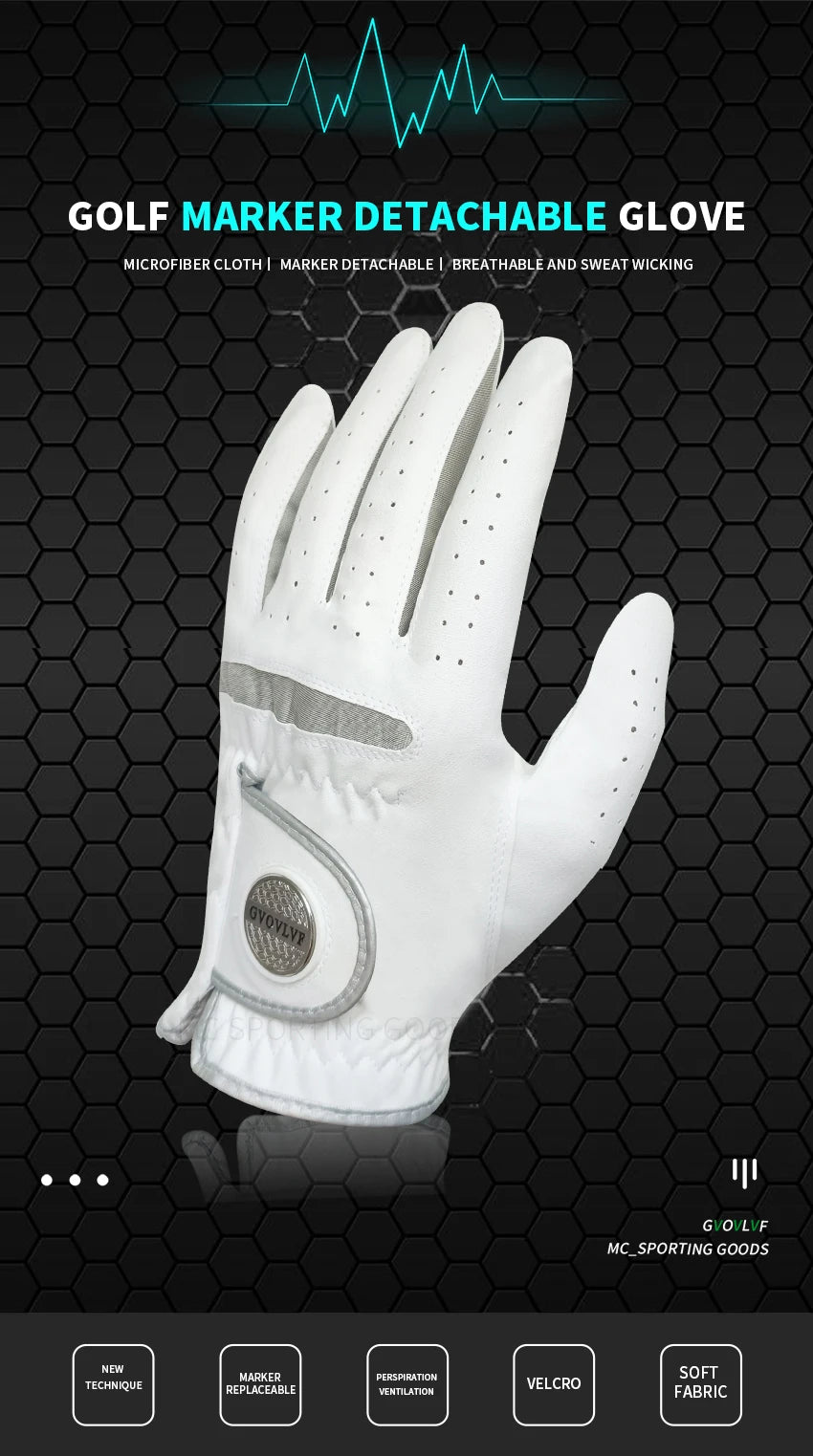 1pc Men Golf Glove Micro Soft Fabric Breathable Comfortable Fitting With Magnetic Marker Replaceable For Golfers White - Buy online at  Vibe In Cart.