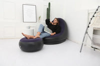 OTAUTAU Inflatable Lounger with Footstool Ottoman Chaise Lounge Recliner Outdoor Portable Camping Couch Garden Chair Pouf SF029 - Buy online at  Vibe In Cart.