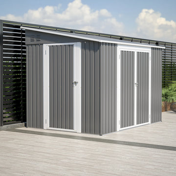 LZBEITEM 6 x 8 FT Metal Outdoor Storage Shed, Garden Tool Storage House with 2 Lockable Door for Backyard, Patio, Lawn, Gray - Buy online at  Vibe In Cart.