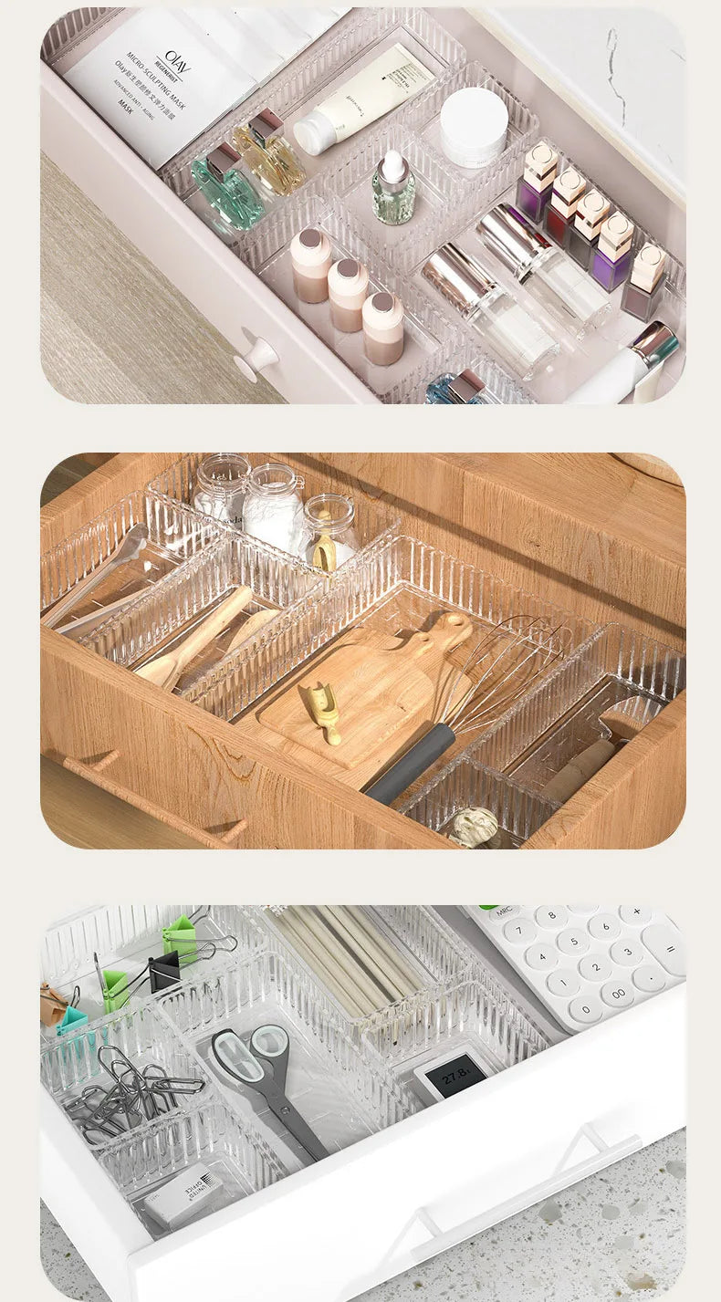 Transparent Plastic Storage Organizers Set for Drawers