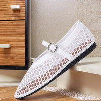 Women Mesh Ballet Flats Fishnet Ballerina Flats Breathable Slip On Ballerina Shoes Buckle Strap Daily Dress Shoes for Commuting - Buy online at  Vibe In Cart.