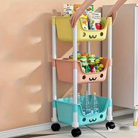 Multi-Tier Rolling Storage Cart, Slim Rolling Cart with Storage Bins and Hooks - Space-Saving Organizer, 360° Rotating Storage C - Buy online at  Vibe In Cart.