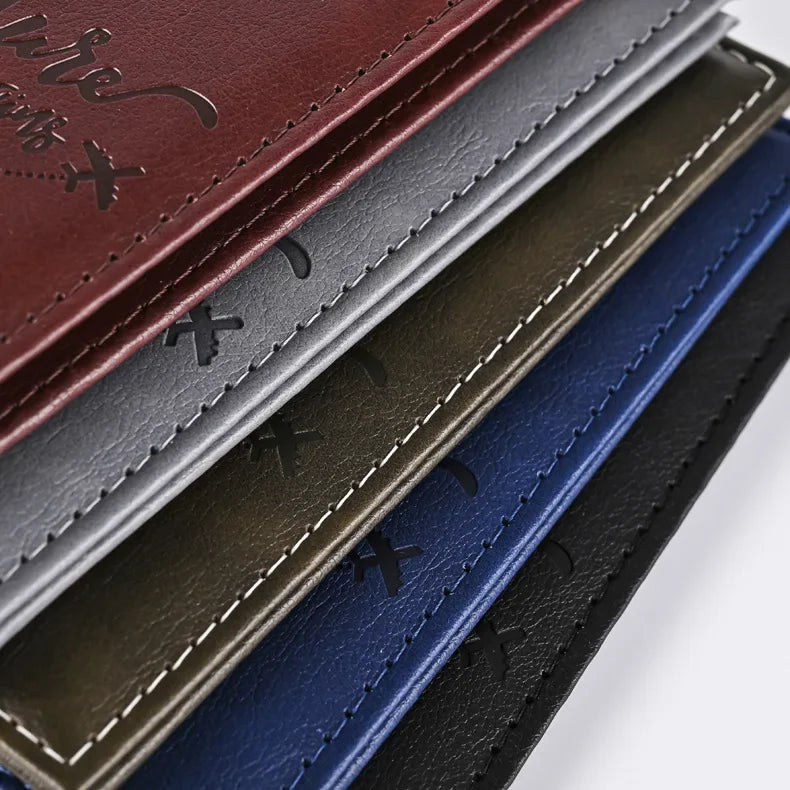 Solid PU Leather Passport Holder Wallet Card Case for Travel