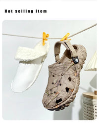 Winter Men Slippers Detachable Warm Furry Home Slippers Casual Outdoor EVA Lightweight Non Slip Perforated Garden Cotton Shoes - Buy online at  Vibe In Cart.