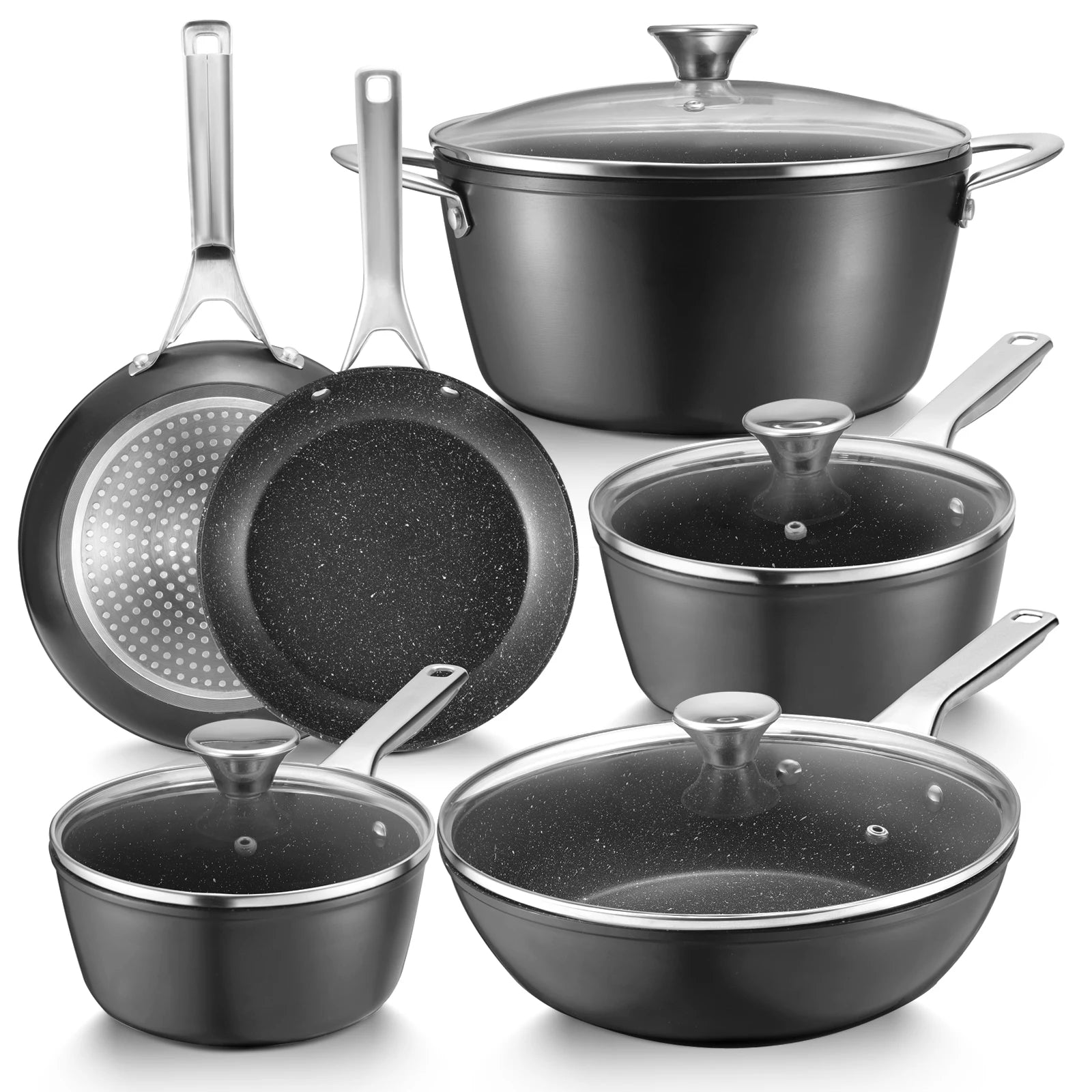 Induction Cookware Nonstick, 10-Piece, BEZIA Pots and Pans Set for Induction Cooktop, Compatible with All Stoves - Buy online at  Vibe In Cart.