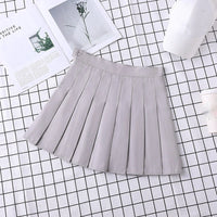 Women's Pleated Plaid A-Line High Waist Mini Skirt in Black