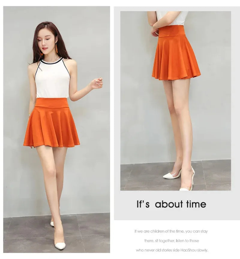 Women's Mini Pleated Flared Skirt Loose Fit Plus Size 4XL Acetate Cotton