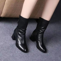 2024 New Women Versatile Leather Boots Fashion antislip high heels female Casual comfortable boot External Wear Trendy shoes - Buy online at  Vibe In Cart.
