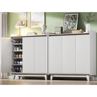 "White Fluted Shoe Cabinet - 2-Door Storage with Adjustable Shelves, Entryway/Bedroom Organizer" - Buy online at  Vibe In Cart.