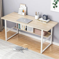 Sturdy Room Students Study Table Wide Desktop Rounded Corners Office Computer Desk With Storage Layer Simple Home Gaming Desk - Buy online at  Vibe In Cart.