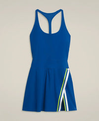 Women's Sleeveless Polyester Tennis Dress With Shorts In Blue