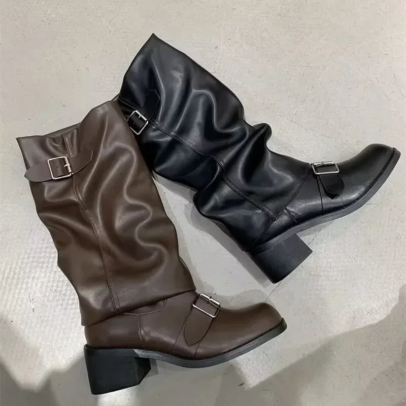 Woman Boots Knee High Platform Chunky Heels Trend Punk Gothic New Rock Leather Fashion Women's Shoes Motorcycle Footwear Q221 - Buy online at  Vibe In Cart.