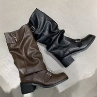 Woman Boots Knee High Platform Chunky Heels Trend Punk Gothic New Rock Leather Fashion Women's Shoes Motorcycle Footwear Q221 - Buy online at  Vibe In Cart.