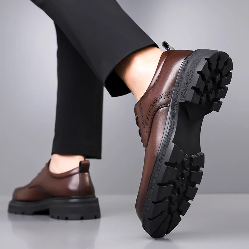Men's Lace-Up Formal Oxford Shoes with Rubber Outsole