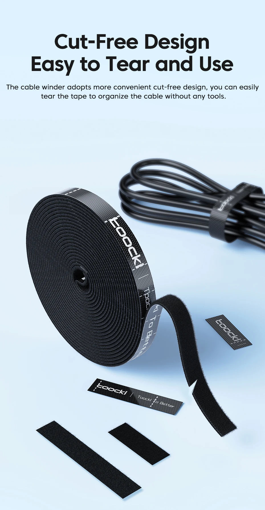 5m Nylon Tearable Cable Management Organizer, 10mm Width