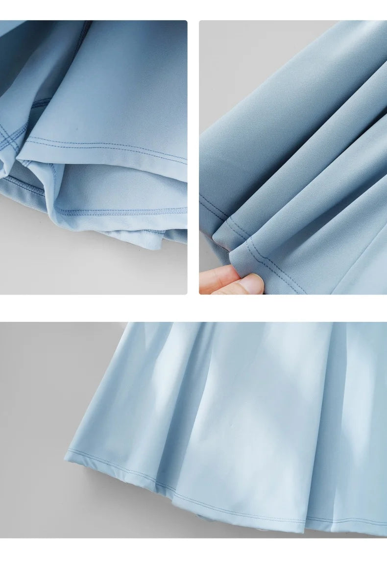 Women's 2-Piece Tennis Skirt and Top Set, Polyester Elastane