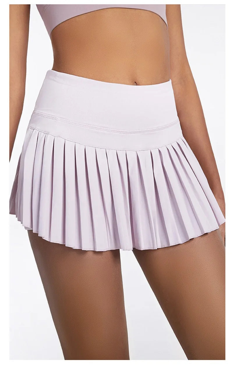 Summer Women Tennis Pleated Skirt With Inner Lining High Waist Double Layer Design Sport Sexy Fitness Yoga Dancing Shorts - Buy online at  Vibe In Cart.
