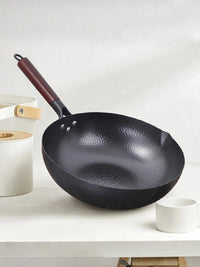 Pure Iron wok cast iron pan Non-coated Pot General use for Gas and Induction Cooker 32cm Chinese Wok Cookware Pan - Buy online at  Vibe In Cart.