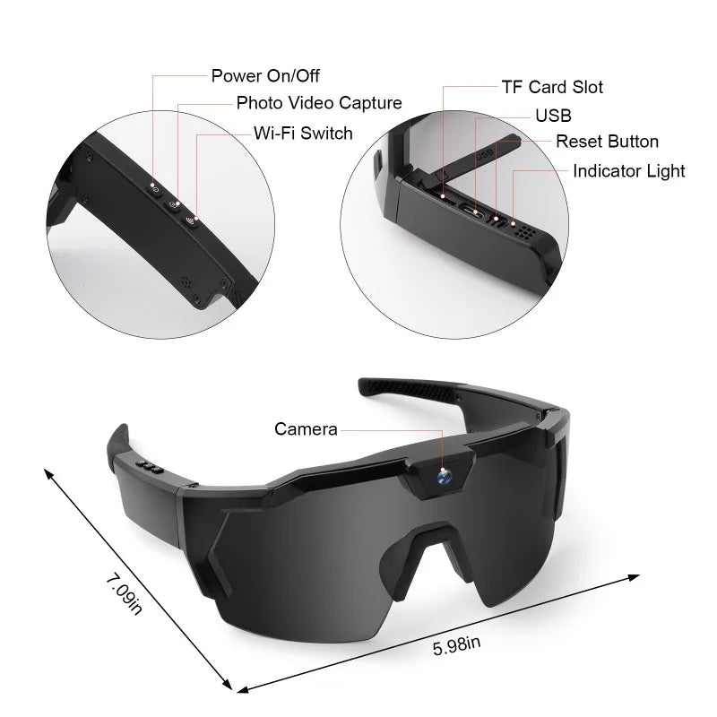 HD Video Recording Smart Glasses for Outdoor Sports