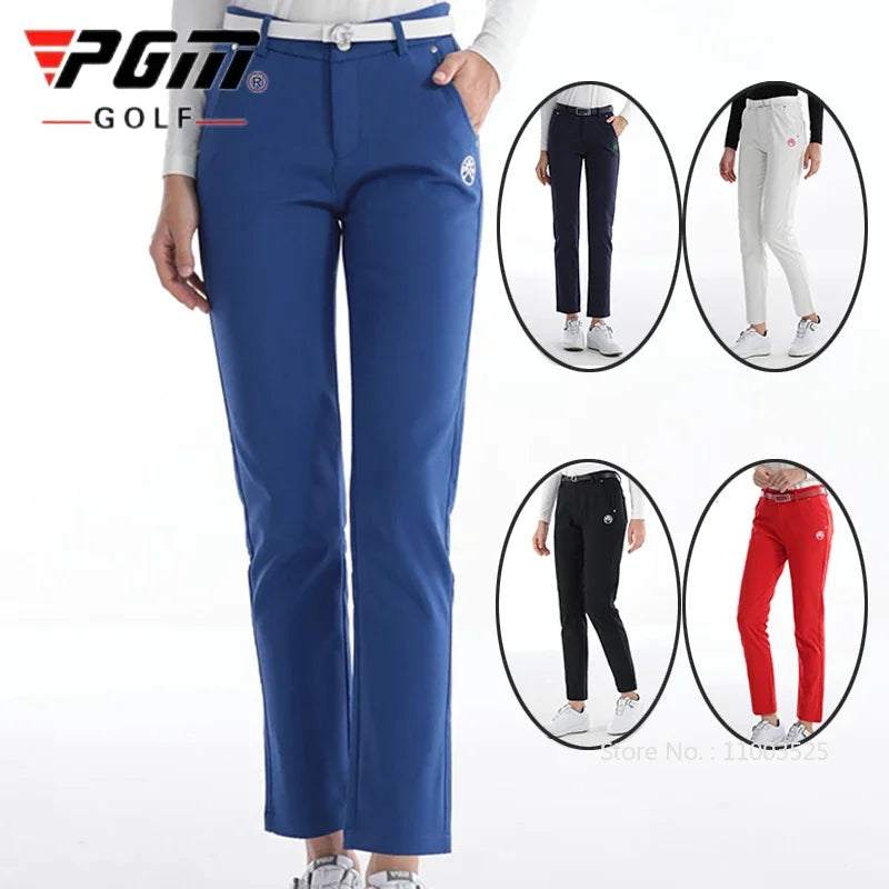 Women's Winter Fleece Golf Pants Thicken Windproof Slim Full Length