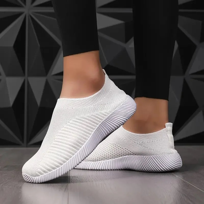 Women's Solid Color Sneakers Breathable Mesh Woven Outdoor Lightweight Low Top Walking Running Sports Socks Shoes - Buy online at  Vibe In Cart.