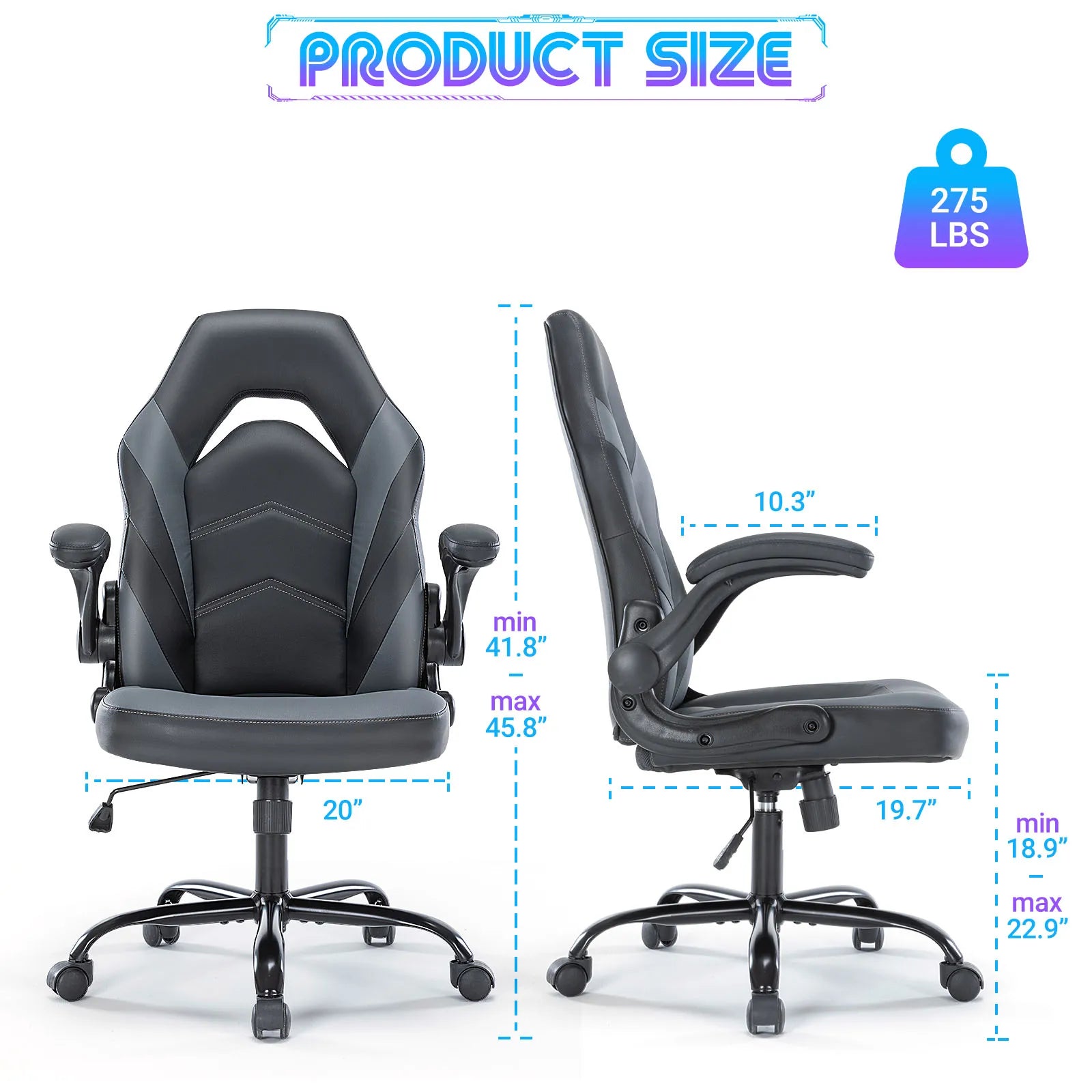 JHK Ergonomic Office Computer Home Gaming Desk Chair Adjustable PU Leather Racing Chair Flip-up Armrest For Christmas Furniture - Buy online at  Vibe In Cart.