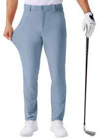 Men's Stretch Slim Straight Lightweight Polyester Golf Pants, Full Length