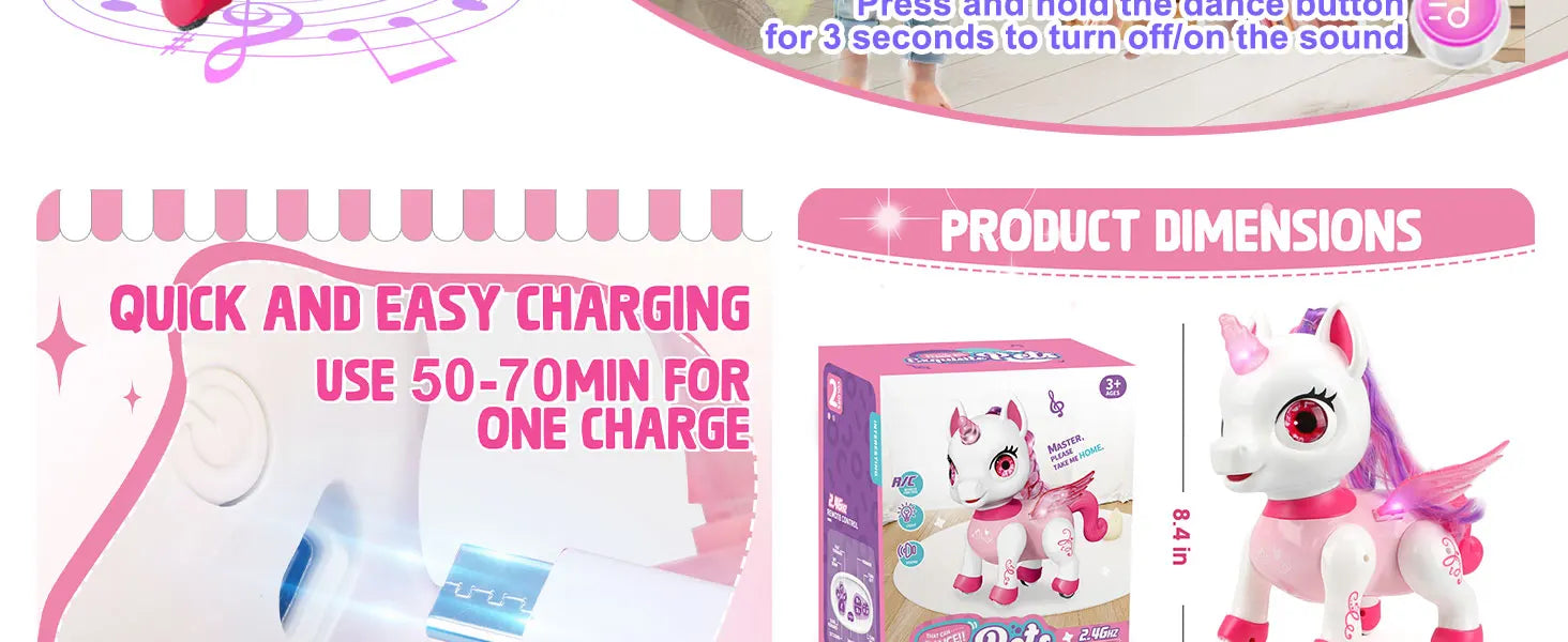Unicorn Toys for Girls, Remote Control Robot Toys, Dancing Pets, Robot Toys for Kids, Toddler Perfect Birthday Christmas Gifts