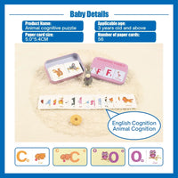 Baby Cognition Puzzle Toys Toddler Kids Iron Box Cards Matching Game Cognitive Card Car Fruit Animal Life Puzzle Gift