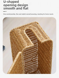 Rattan Cable Management Box with 2 Open Slots for Under Desk