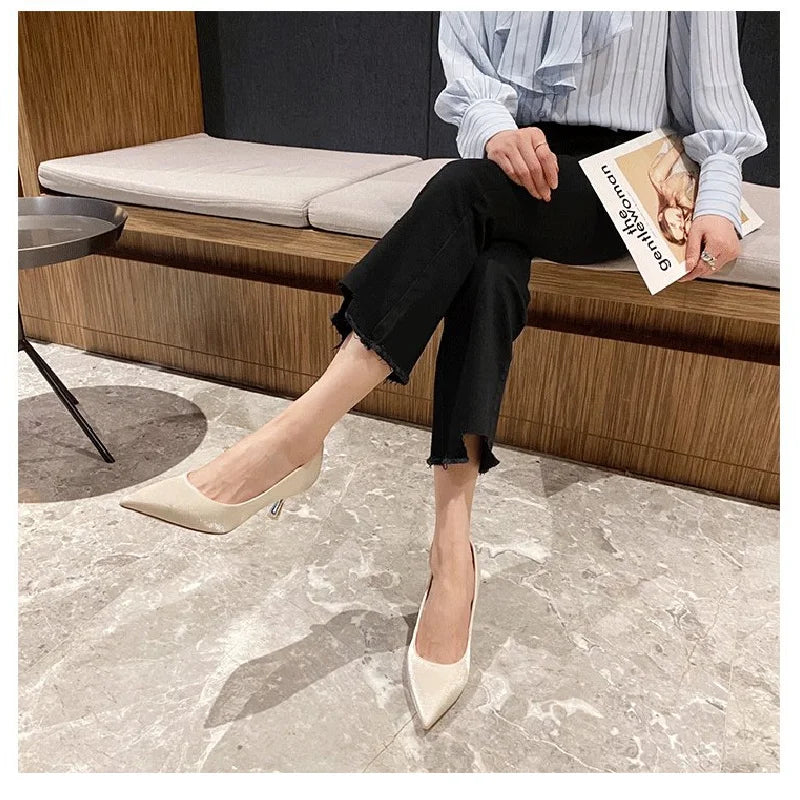 Women's French Style Pointed Toe High Heels for Autumn/Winter - Shallow Cut Stiletto Pumps,Retro Commuter Dress Shoes - Buy online at  Vibe In Cart.