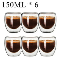 Double Wall High Borosilicate Glass Mug Set, Heat Resistant, 2-18 Pieces