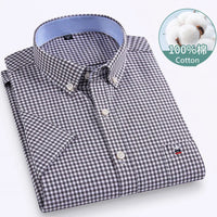 Larger Size 7XL 6XL Classic Men's Short Sleeve Shirt 100% Oxford Cotton Casual College Soft Plaid Stripe Solid Business Slim Fit - Buy online at  Vibe In Cart.
