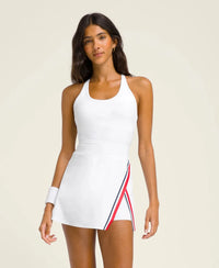 Women's Sleeveless Polyester Tennis Dress With Shorts In Blue