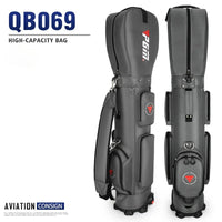 Nylon Golf Bag with Wheels for Aviation, Black and Gray