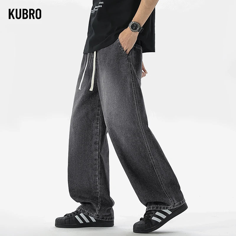 Men's Jeans American Loose Wide-leg Loose Straight Casual Trousers Street Hip-hop Baggy Jeans Black Grey  Blue Streetwear Men - Buy online at  Vibe In Cart.