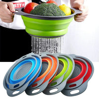 Silicone Folding Drain Basket Fruit Vegetable Washing Basket Foldable Strainer Colander Collapsible Drainer Kitchen Storage Tool - Buy online at  Vibe In Cart.