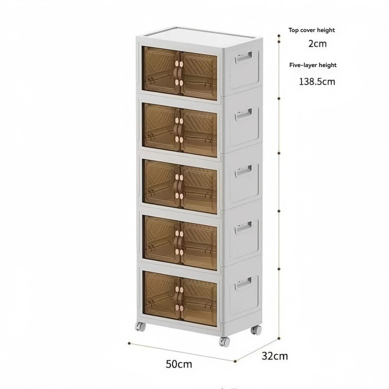 Folding storage cabinet, multi-layer large capacity, simple and modern transparent storage cabinet, clothes and toys storage - Buy online at  Vibe In Cart.