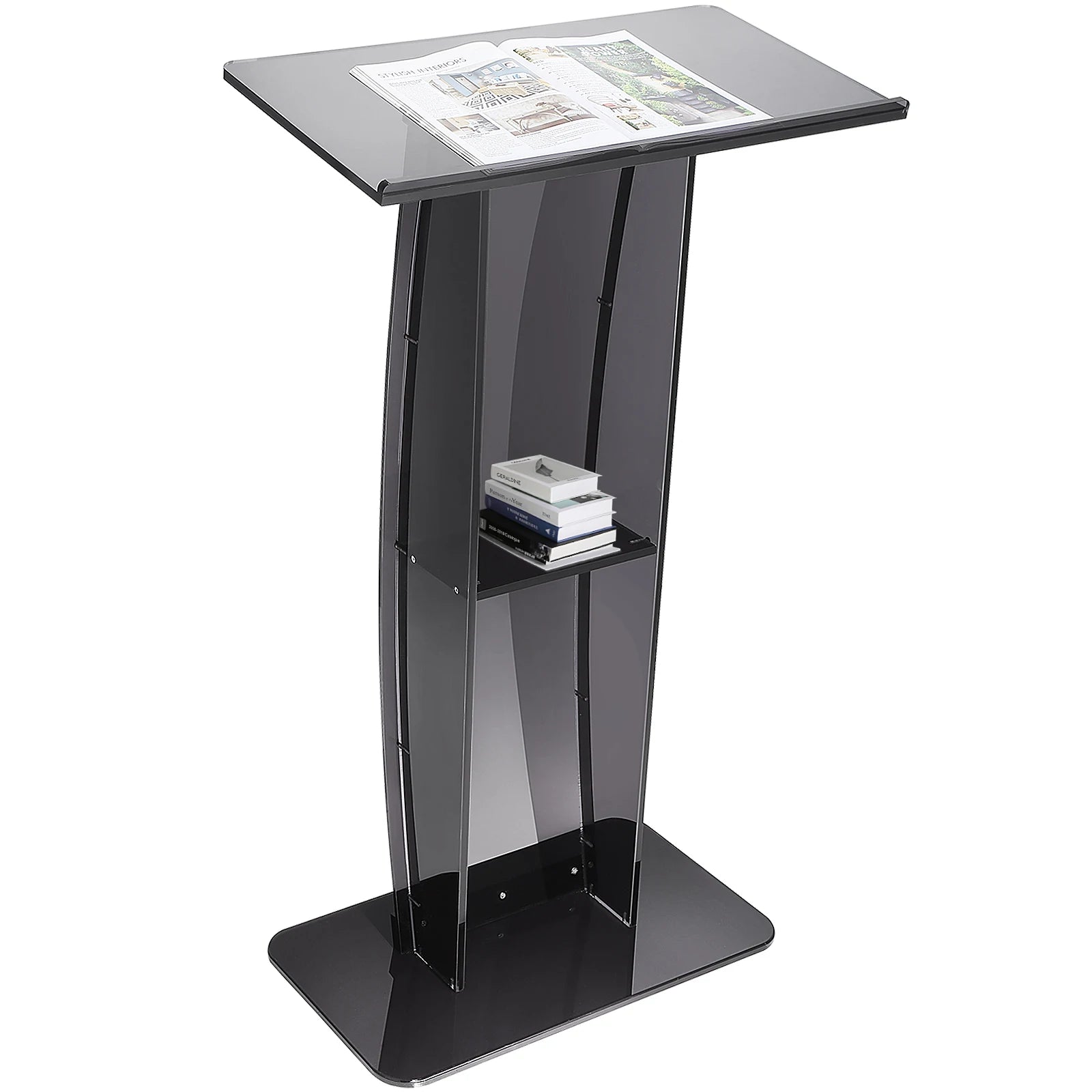 SucceBuy 47" Acrylic Podium Stand Floor-Standing Clear Pulpit Acrylic Desktop Lecterns w/ Storage Shelf for Church Office School - Buy online at  Vibe In Cart.