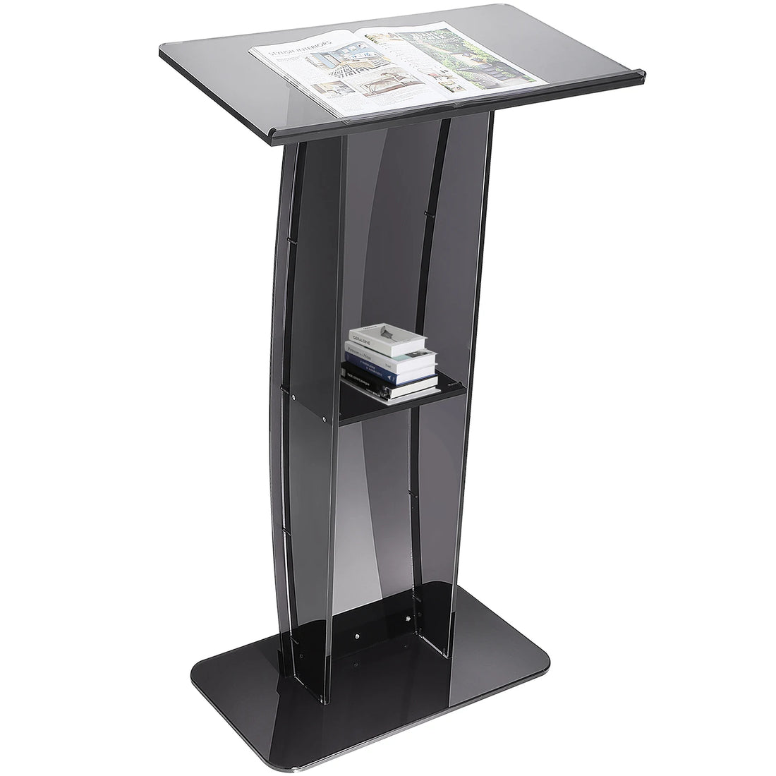 SucceBuy 47" Acrylic Podium Stand Floor-Standing Clear Pulpit Acrylic Desktop Lecterns w/ Storage Shelf for Church Office School - Buy online at  Vibe In Cart.