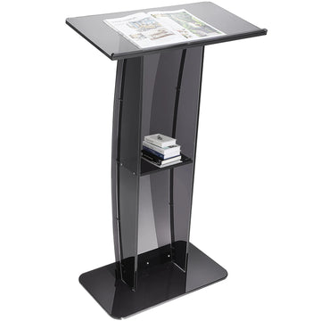 SucceBuy 47" Acrylic Podium Stand Floor-Standing Clear Pulpit Acrylic Desktop Lecterns w/ Storage Shelf for Church Office School - Buy online at  Vibe In Cart.