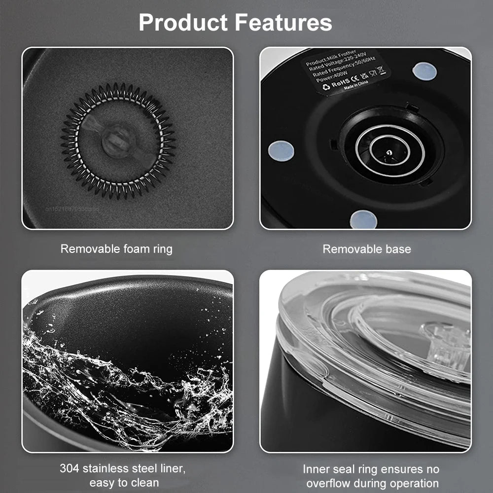 Electric Milk Frother Automatic Rotary Foamer for Coffee Cappuccino Latte 4 in 1 Hot and Cold Foam Maker Milk Frother Foamer - Buy online at  Vibe In Cart.