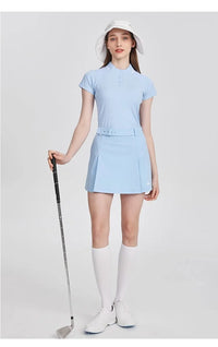 Azureway new golf skort women high-waisted thin skirts sports tennis quick drying skirts with safety shorts ladies golf clothes