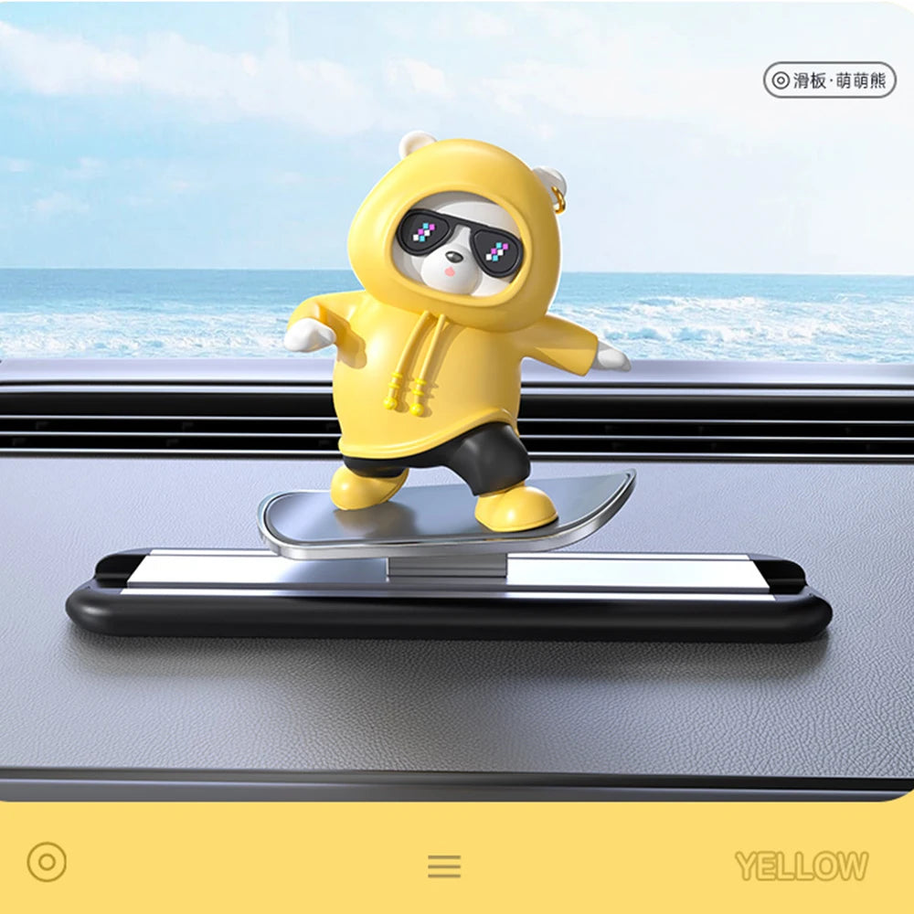 Car Dashboard Cartoon Ornament with Magnetic Plate, PVC, Aluminum, Silicone