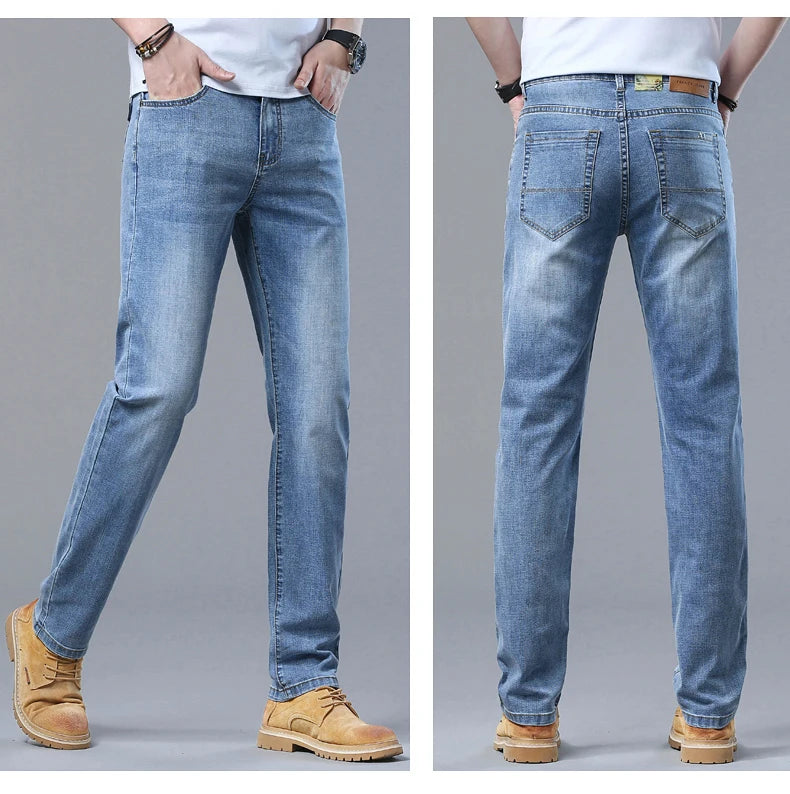 2024 Thin or Thick Material Slim Fit Men's Luxury Classic Style Men Jeans Business Stretch Denim Male Trousers Clothing - Buy online at  Vibe In Cart.
